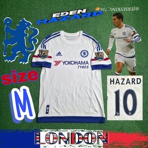 Adidas Chelsea FC Eden Hazard #10 2015/2016 Away Jersey Gold EPL Patches Medium